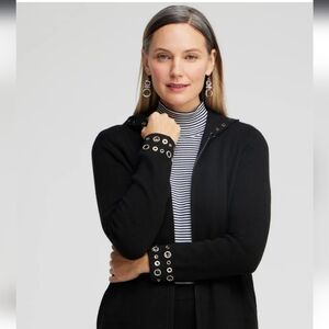 Chico's size 3 (XL/16) Zenergy Luxe Cashmere Blend Grommet Zip Up Cardigan